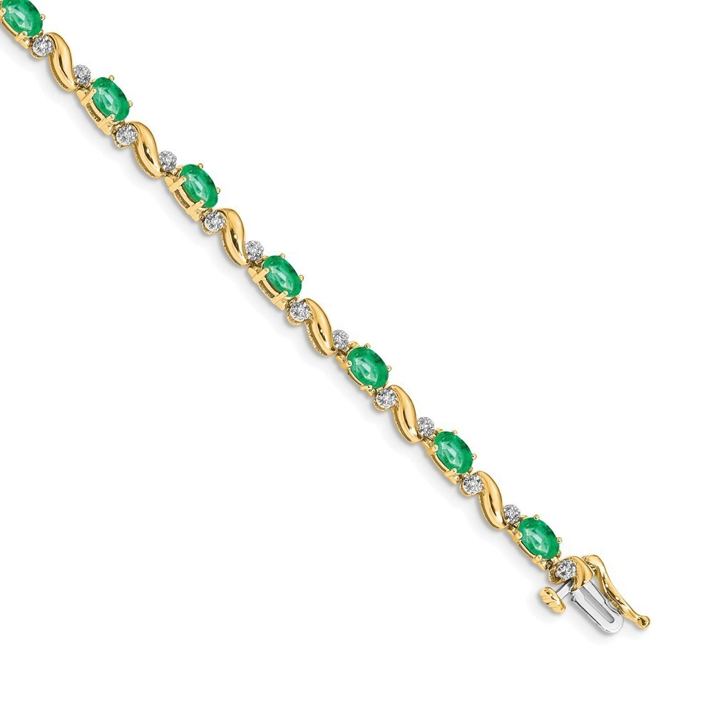14k Yellow Gold Diamond & Emerald Bracelet